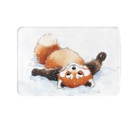 Alfombras Panda Rojo Acostado Decorativa Alfombras De Baño Antideslizante Alfombra Exterior para Puerta para Dormitorio Salón Pasillo 60X40Cm
