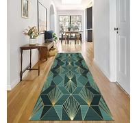 Alfombras para Pasillos Sin Desgarro Verde Esmeralda Dorado Resistentes Corredor 60/80/100/120cm Corredores de para Pasillo Entrada Habitación Patió Alfombra(120 * 500cm)