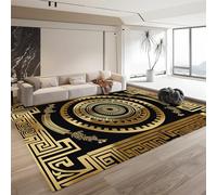 Alfombras para Sala de Estar Alfombra Ultra Suave Alfombras Peludas Que no se Desprenden Meandros de la antigua Grecia Alfombras Modernas para Interiores, Llave griega en negro y dorado 120cm x 180cm
