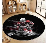 Alfombras para Sala de Estar Alfombra Ultra Suave y Esponjosa Alfombras Peludas Que no se Desprenden Atleta Hockey sobre Hielo Deporte Competitivo Alfombras Modernas para Interiores, Negro 100cm