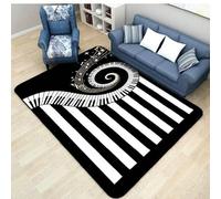 Alfombras para sala de estar, entrada, dormitorio, alfombra cuadrada pequeña, suave, lavable a máquina, pelo corto, antideslizante, decoración del hogar, música abstracta moderna, crema y negro, 160 x