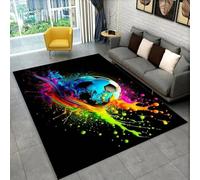 Alfombras Para Sala de Estar Patrón de Fútbol 3D,Adolescentes Niños Dormitorio de Juegos Grafiti Pintado Soccer Carpets,Tapete Infantil Para Gatear,Decoración del Hogar (Colorido 1,120*180 cm)