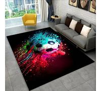 Alfombras Para Sala de Estar Patrón de Fútbol 3D,Adolescentes Niños Dormitorio de Juegos Grafiti Pintado Soccer Carpets,Tapete Infantil Para Gatear,Decoración del Hogar (Colorido 2,100*150 cm)