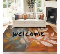 Alfombras para Salon - alfombras Lavables 120 x 180 cm Antideslizante Marrón, Retro Minimalista Plantas Hojas Alfombra de Franela para Dormitorio Cocina Dormitorio Decoración del Hogar