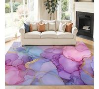 Alfombras para Salon - alfombras Lavables 120 x 180 cm Morado Rosado, Acuarela Elegancia Pintura A Tinta Mármol Alfombra de Franela para Dormitorio Cocina Dormitorio Decoración del Hogar