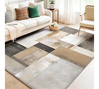 Alfombras para Salon - alfombras Lavables 140 x 200 cm Antideslizante Beige, Abstracto Moderno Tablero De Madera Alfombra de Franela para Dormitorio Cocina Dormitorio Decoración del Hogar