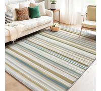 Alfombras para Salon - alfombras Lavables 180 x 240 cm Antideslizante Marrón, Acuarela Lino Rayas Curvas Alfombra de Franela para Dormitorio Cocina Dormitorio Decoración del Hogar