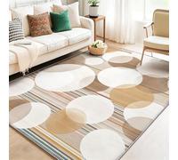 Alfombras para Salon - alfombras Lavables 60 x 120 cm Antideslizante Marrón, Abstracto Geométrico Circular Rayado Alfombra de Franela para Dormitorio Cocina Dormitorio Decoración del Hogar
