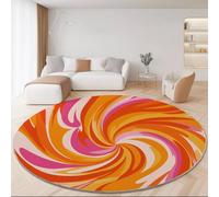 Alfombras Redonda 180 cm, Abstracto Espiral Vórtice Patrón Lavable Antideslizante Alfombra, Color Naranja Suaves Aislamiento Acústico Alfombras Decorativa para Oficina Sofá Estudio