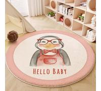 Alfombras Redonda Alfombra Habitación Lavable Antideslizante Muy Suave para Salón o Dormitorio, Esponjosa de Cama Infantil Lavable Bebe Niña Niño De Juego Motivo Animal Pingüino Fox (Rosa 1, Ø 100cm)