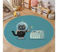 Alfombras Redonda Antideslizante Póster De Ciencia Ficción Del Gato Negro