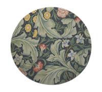 Alfombras Redonda clásica botánica Floral Flores Hojas acanto Lavable Pelo Corto Antideslizante Alfombra Cocina Entrada lavandería tapete 120x120cm