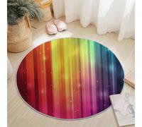 Alfombras Redonda de área 120 cm, Moderno Sencillo Rayas arcoíris Diseño, Alfombra Suave Antideslizante y Lavable, Vistoso Modernas de Interior Alfombra Franela para salón Dormitorio Comedor