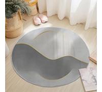 Alfombras Redonda de área 120 cm, Simple Abstracto Acuarela Texturas Diseño, Alfombra Suave Antideslizante y Lavable, Dorado Gris Modernas de Interior Alfombra Franela para salón Dormitorio Comedor