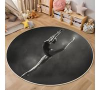Alfombras Redonda De Bailarines De Ballet Realistas, Estilo De Fotografía En Blanco Y Negro Antideslizante Alfombra Redonda, Noir Suave Alfombra De Pelo Corto Para Dormitorio, Entrada, Comedor, 80cm