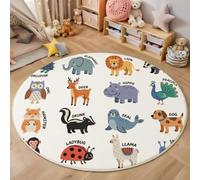 Alfombras Redonda Divulgación Científica Educación para Habitación de los Niños Alfombra Animales Dibujos Animados Muy Suave Falso Lanade, Lavable Antideslizante, Lavables, No se Desprenden, 200cm