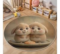 Alfombras Redonda Estilo De Juguete De Peluche 3D para Habitación de los Niños Alfombra Galletas De Conejo Muy Suave Falso Lanade, Lavable Antideslizante, Lavables en Lavadora, No se Desprenden, 80cm