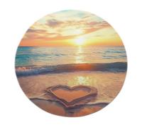 Alfombras Redonda Playa Costera corazón Arena romántico Atardecer Vibrante crepúsculo Horizonte Alfombra Verano Tropical tapete salón Dormitorio Entrada 80x80cm