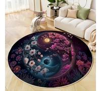 Alfombras Redondas 150 Cm Franela Suave Alfombra Círculo Salón Dormitorio Antideslizante Lavable Tai Chi Flores Alfombras De Área, Estilo Mágico Lavable En La Lavadora (Colores Mixtos)