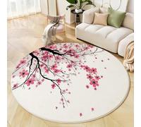 Alfombras Redondas 160 Cm Alfombra Salon Antideslizante Alfombras Lavables En Lavadora Alfombra Dormitorio Comedor Ramas De Flores Tapete Quarto Pelo Corto, Minimalismo