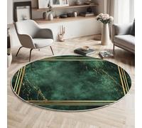 Alfombras Redondas 160cm, Microfibra Suave Alfombra Círculo, Salón Dormitorio Antideslizante Lavable Estampados Surrealismo Fotografía Rectángulo Mármol Alfombras de área, Esmeralda Oscura
