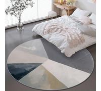Alfombras Redondas 180 cm Microfibra Suave Alfombra Círculo Salón Dormitorio, Abstracto Acuarela Geométrico Triángulo Resistente Antideslizante Decoración del Hogar Estampados Alfombras, Gris