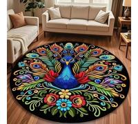 Alfombras Redondas 80 cm Pelo Corto Azul De Dibujos Animados Moderna Alfombra pequeña,Círculo Suave alfombras de habitacion Lavable Antideslizante,para Dormitorio,Comedor,salón