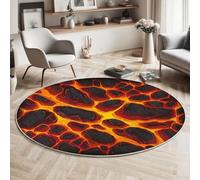 Alfombras Redondas 80cm, Microfibra Suave Alfombra Círculo, Salón Dormitorio Antideslizante Lavable Estampados Dibujos Animados Lava Alfombras de área, Rojo Naranja