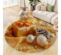 Alfombras Redondas Amarillo 120 Cm Alfombra Salon Antideslizante Alfombras Lavables En Lavadora Alfombra Dormitorio Comedor Regalos Navidad Tapete Quarto Pelo Corto, Estilo Fotografía 3D