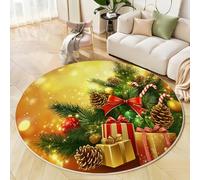 Alfombras Redondas Amarillo 160 Cm Alfombra Salon Antideslizante Alfombras Lavables En Lavadora Alfombra Dormitorio Comedor Ramas Navidad Tapete Quarto Pelo Corto, Elegante Y Lujoso