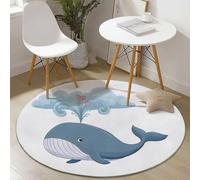 Alfombras Redondas Antideslizantes 90 Cm Dibujos Animados Ballena Corazón De Amor Suave, Lavable A Máquina, Alfombras De Suelo Que No Se Desprenden para Dormitorio Y Sala De Estar Azul