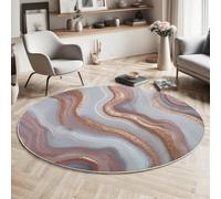 Alfombras Redondas Antideslizantes Para Dormitorio Y Sala De Estar,Diseño Abstracto De Mármol,Textura Ondulada De Lámina De Oro, Suave Lavable A Máquina, Alfombras De Suelo Que No Se Desprenden,200Cm