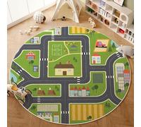 Alfombras Redondas Árbol Verde Gris Tapetes para Sala Habitación Infantil Suave Interior Exterior para Jardín Terraza Balcón Decorativa Lavable Alfombra 40cm