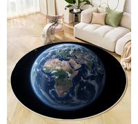 Alfombras Redondas Azul Oscuro, Alfombra Franela La Tierra Desde El Espacio, Antideslizante, Durable Y Lavable, para Salón, Habitacón, Decoración, (150 Cm, Impresión 3D)