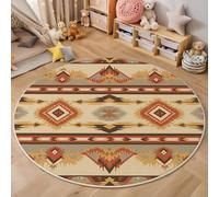 Alfombras Redondas Beige 160 Cm Alfombra Salon Antideslizante Alfombras Lavables En Lavadora Alfombra Dormitorio Comedor Formas Geométricas Tapete Quarto Pelo Corto, Artes Tradicionales
