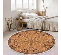 Alfombras Redondas Bohemias, Alfombras Área De Imitación Cachemir Con Borlas, Alfombra Circular Lavable, Elegantes Para El Piso Del Dormitorio La Cocina La Sala De Estar Y La Entrada, 80cm/31.5in-J