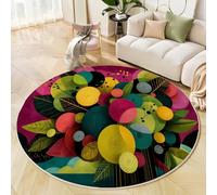 Alfombras Redondas Colores Mixtos 150 Cm Alfombra Salon Antideslizante Alfombras Lavables En Lavadora Alfombra Habitacion Círculos Abstractos Tapete Quarto Pelo Corto, Estilo Moderno