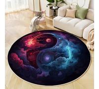 Alfombras Redondas Colores Mixtos 200 Cm Alfombra Salon Antideslizante Alfombras Lavables En Lavadora Alfombra Dormitorio Comedor Patrón Tai Chi Tapete Quarto Pelo Corto, Nebulosa Fantasía