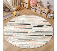 Alfombras Redondas Durazno 120cm, Alfombra Círculo Rayas Pequeñas Simples Y Geométricas Franela Suave, Alfombra Minimalismo Estilo Retro Antideslizante Pelo Corto, para Dormitorio Sala de Estar