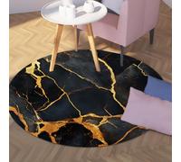 Alfombras Redondas Estilo Lujoso: Moderno clásico Abstracto Abstracto Dorado mármol Textura mármol Antideslizante Alfombra Ligera Pelo bajo para la decoración la cabecera 80cm