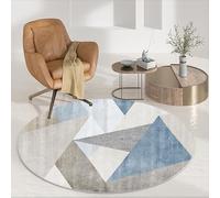 Alfombras Redondas Geometría Azul Beige Tapetes para Sala Habitación Infantil Suave Interior Exterior para Jardín Terraza Balcón Decorativa Lavable Alfombra 40cm