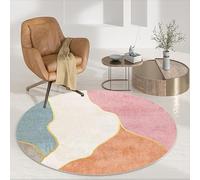 Alfombras Redondas Geometría Rosa Naranja Tapetes para Sala Habitación Infantil Suave Interior Exterior para Jardín Terraza Balcón Decorativa Lavable Alfombra 40cm
