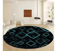 Alfombras Redondas Lavable Azul, Patrón Abstracto Triángulos Geométricos - Alfombra Antideslizante Grande Pelo Corto Suave para Dormitorio Comedor Sala de Estar Oficina Diámetro de 180 cm