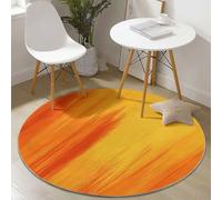 Alfombras Redondas Minimalismo Pintura Digital Líneas Imprimir Antideslizante Alfombra Redonda 180 cm para Sala de Estar Dormitorio Estudiar Entrada, Pelo Corto Lavable Alfombras Color Naranja