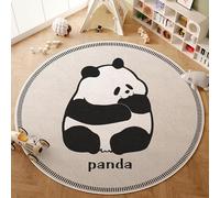 Alfombras Redondas Negro Panda Beige Tapetes para Sala Habitación Infantil Suave Interior Exterior para Jardín Terraza Balcón Decorativa Lavable Alfombra 40cm