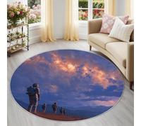 Alfombras redondas para sala de estar, 120 cm, antideslizante, lavable, para dormitorio, comedor, ciencia ficción, resistente a las manchas, guardería, alfombra circular suave de pelo bajo, para