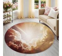 Alfombras redondas para sala de estar, 120 cm, antideslizante, lavable, para dormitorio, comedor, habitación de bebé, habitación de bebé, alfombra suave de pelo bajo para dormitorio, sala de oración