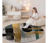 Alfombras Redondas para Sala de Estar 120 cm, Arte Abstracto minimalismo geometría Alfombras Antideslizantes para Dormitorio mesita de Noche Cocina y decoración del hogar Multicolor
