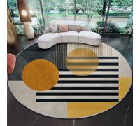 Alfombras Redondas para Sala de Estar 160 cm, Arte contemporáneo geométrico Alfombras Antideslizantes para Dormitorio mesita de Noche Cocina y decoración del hogar Multicolor
