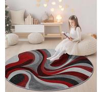 Alfombras Redondas para Sala de Estar 90 cm, Abstracto Moderno Ola Alfombras Antideslizantes para Dormitorio mesita de Noche Cocina y decoración del hogar Multicolor